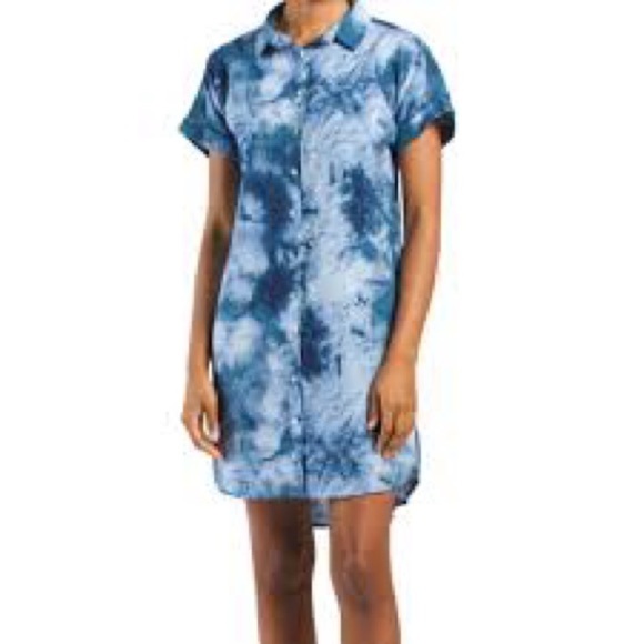 Cynthia Rowley Linen Tie Dye Button Down Shirt Dress Small - Picture 1 of 10